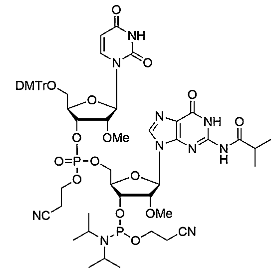 [5'-O-DMTr-2'-OMe-U](pCyEt)[2'-O-Me-G(iBu)-3'-CE-Phosphoramidite],[5'-O-DMTr-2'-OMe-U](pCyEt)[2'-O-Me-G(iBu)-3'-CE-Phosphoramidite]