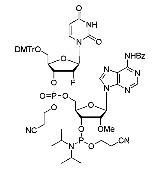 [5'-O-DMTr-2'-F-dU](pCyEt)[2'-OMe-A(Bz)-3'-CE-Phosphoramidite],[5'-O-DMTr-2'-F-dU](pCyEt)[2'-OMe-A(Bz)-3'-CE-Phosphoramidite]