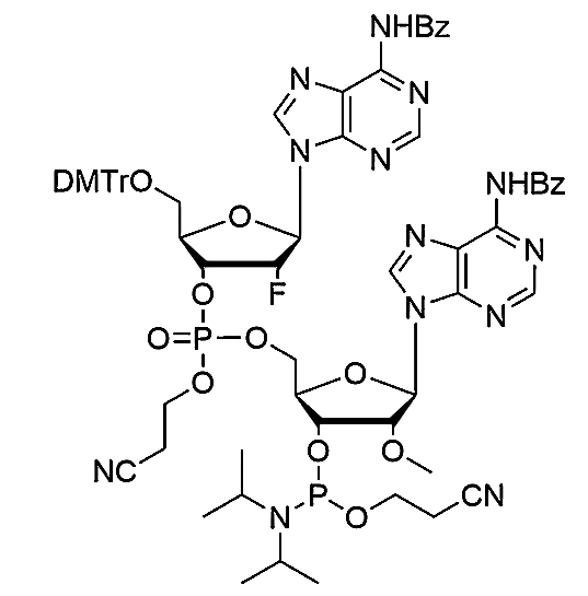 [5'-O-DMTr-2'-F-dA(Bz)](pCyEt)[2'-OMe-A(Bz)-3'-CE-Phosphoramidite],[5'-O-DMTr-2'-F-dA(Bz)](pCyEt)[2'-OMe-A(Bz)-3'-CE-Phosphoramidite]