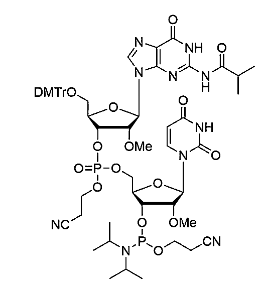[5'-O-DMTr-2'-OMe-G(iBu)](pCyEt)[2'-O-Me-U-3'-CE-Phosphoramidite],[5'-O-DMTr-2'-OMe-G(iBu)](pCyEt)[2'-O-Me-U-3'-CE-Phosphoramidite]