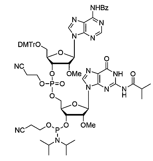 [5'-O-DMTr-2'-OMe-A(Bz)](pCyEt)[2'-O-Me-G(iBu)-3'-CE-Phosphoramidite],[5'-O-DMTr-2'-OMe-A(Bz)](pCyEt)[2'-O-Me-G(iBu)-3'-CE-Phosphoramidite]