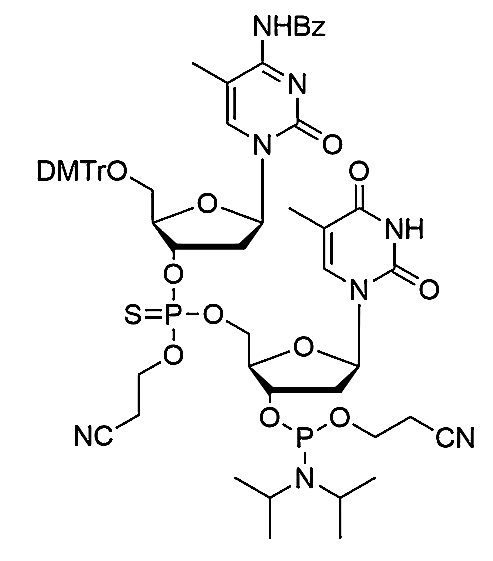 [5'-O-DMTr-5-Me-2'-dC(Bz)](P-thio-pCyEt)[2'-dT-3'-CE-Phosphoramidite],[5'-O-DMTr-5-Me-2'-dC(Bz)](P-thio-pCyEt)[2'-dT-3'-CE-Phosphoramidite]