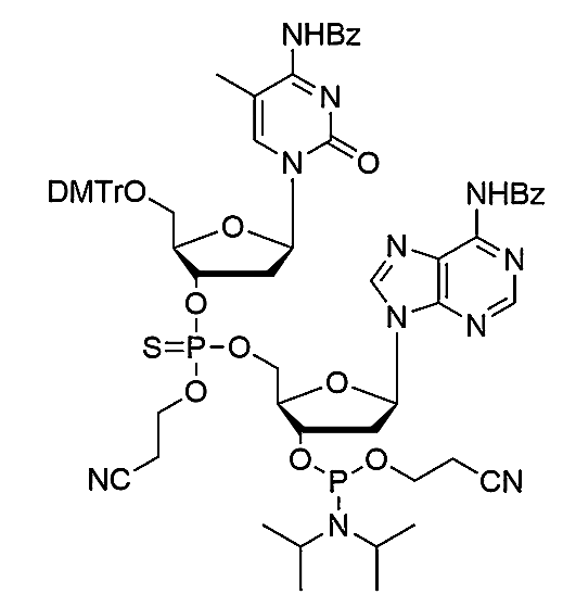 [5'-O-DMTr-5-Me-2'-dC(Bz)](P-thio-pCyEt)[2'-dA(Bz)-3'-CE-Phosphoramidite],[5'-O-DMTr-5-Me-2'-dC(Bz)](P-thio-pCyEt)[2'-dA(Bz)-3'-CE-Phosphoramidite]
