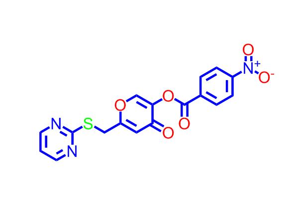 4-氧代-6-((嘧啶-2-基硫基)甲基)-4H-吡喃-3-基4-硝基苯甲酸酯,4-Oxo-6-((pyrimidin-2-ylthio)methyl)-4H-pyran-3-yl4-nitrobenzoate