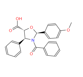 5-Oxazolidinecarboxylic acid, 3-benzoyl-2-(4-methoxyphenyl)-4-phenyl-, (2S,4S,5R)-,5-Oxazolidinecarboxylic acid, 3-benzoyl-2-(4-methoxyphenyl)-4-phenyl-, (2S,4S,5R)-