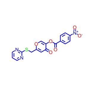 4-氧代-6-((嘧啶-2-基硫基)甲基)-4H-吡喃-3-基4-硝基苯甲酸酯,4-Oxo-6-((pyrimidin-2-ylthio)methyl)-4H-pyran-3-yl4-nitrobenzoate