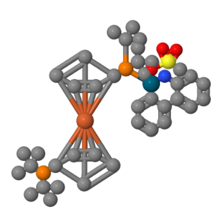 Palladium, [2'-(amino-κN)[1,1'-biphenyl]-2-yl-κC][1-[bis(1,1-dimethylethyl)phosphino-κP]-1'-[bis(1,1-dimethylethyl)phosphino]ferrocene](methanesulfonato-κO)-,Palladium, [2'-(amino-κN)[1,1'-biphenyl]-2-yl-κC][1-[bis(1,1-dimethylethyl)phosphino-κP]-1'-[bis(1,1-dimethylethyl)phosphino]ferrocene](methanesulfonato-κO)-
