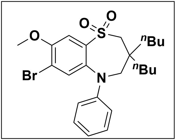 3,3-二丁基-8-羟基-7-(甲硫基)-5-苯基-2,3,4,5-四氢苯并[b][1,4]硫氮杂-1,1-二氧化物,1,5-Benzothiazepine, 7-bromo-3,3-dibutyl-2,3,4,5-tetrahydro-8-methoxy-5-phenyl-, 1,1-dioxide