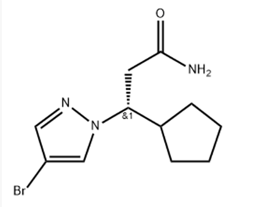 (R)-3-(4-溴-1H-吡唑-1-基)-3-环戊基丙烷酰胺,1H-Pyrazole-1-propanamide, 4-bromo-β-cyclopentyl-, (βR)-