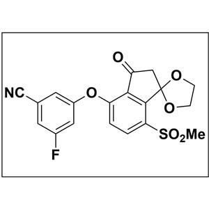 1672668-41-5 3-fluoro-5-((7-(methylsulfonyl)-3-oxo-2,3-dihydrospiro[indene-1,2'-[1,3]dioxolan]-4-yl)oxy)benzonitrile