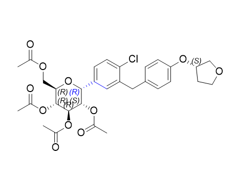 恩格列净杂质35,(2R,3R,4R,5S,6R)-2-(acetoxymethyl)-6-(4-chloro-3-(4-(((S)-tetrahydrofuran-3-yl)oxy)benzyl)phenyl)tetrahydro-2H-pyran-3,4,5-triyl triacetate