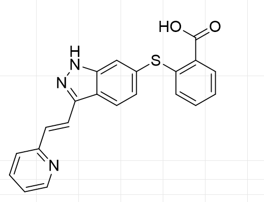 阿西替尼杂质 （E）-2-（（3-（2-（吡啶-2-基）乙烯基）-1H-吲唑-6-基）硫代）苯甲酸,Axitinib Impurity