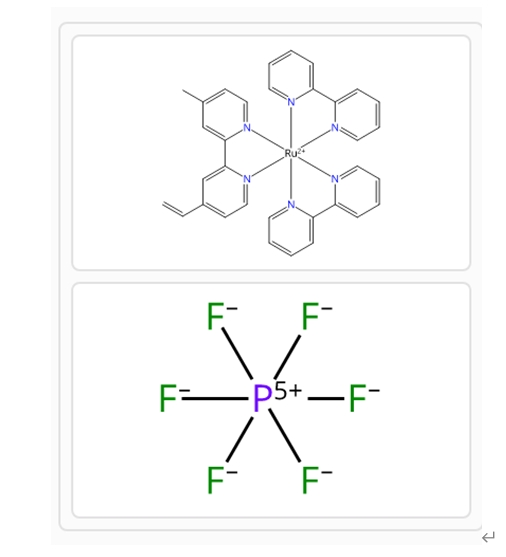 Ruthenium(2+), bis(2,2'-bipyridine-κN1,κN1')(4-ethenyl-4'-methyl-2,2'-bipyridine-κN1,κN1')-, (OC-6-33)-, hexafluorophosphate(1-) (1:2),Ruthenium(2+), bis(2,2'-bipyridine-κN1,κN1')(4-ethenyl-4'-methyl-2,2'-bipyridine-κN1,κN1')-, (OC-6-33)-, hexafluorophosphate(1-) (1:2)