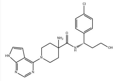 4-氨基-N-[(1S)-1-(4-氯苯基)-3-羟基丙基]-1-(7H-吡咯并[2,3-D]嘧啶-4-基)-4-哌啶甲酰胺,AZD5363