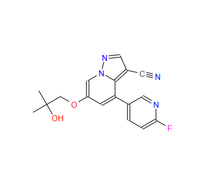 4-(6-氟吡啶-3-基)-6-(2-羟基-2-甲基丙氧基)吡唑并[1,5-A]吡啶-3-甲腈,Pyrazolo[1,5-a]pyridine-3-carbonitrile, 4-(6-fluoro-3-pyridinyl)-6-(2-hydroxy-2-methylpropoxy)-