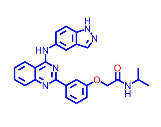 2-[3-[4-[(1H-吲唑-5-基)氨基]喹唑啉-2-基]苯氧基]-N-异丙基乙酰胺,2-(3-(4-((1H-indazol-5-yl)amino)quinazolin-2-yl)phenoxy)-N-isopropylacetamide