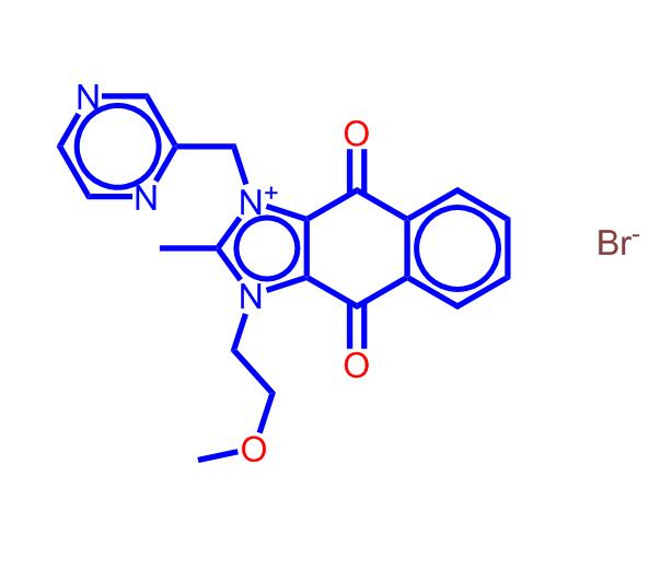 1-(2-甲氧基乙基)-2-甲基-4,9-二氧代-3-(吡嗪-2-基甲基)-4,9-二氢-1H-萘并[2,3-d]咪唑-3-鎓溴化物,1-(2-Methoxyethyl)-2-methyl-4,9-dioxo-3-(pyrazin-2-ylmethyl)-4,9-dihydro-1H-naphtho[2,3-d]imidazol-3-ium bromide