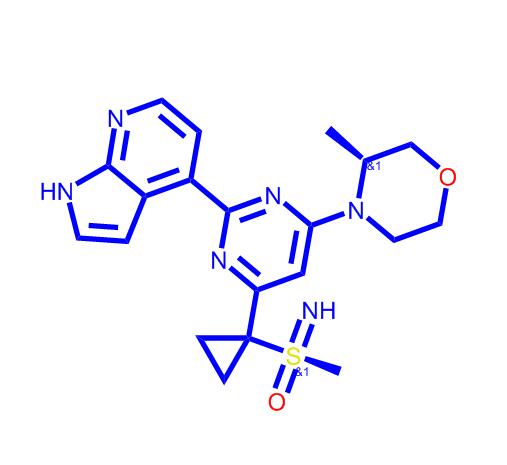 4-[4-[1-[[S(R)]-S-甲基亚胺磺酰基]环丙基]-6-[(3R)-3-甲基-4-吗啉基]-2-嘧啶基]-1H-吡咯并[2,3-b]吡啶,4-[4-[1-[[S(R)]-S-Methylsulfonimidoyl]cyclopropyl]-6-[(3R)-3-methyl-4-morpholinyl]-2-pyrimidinyl]-1H-pyrrolo[2,3-b]pyridine;AZD6738;AZD-6738