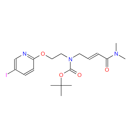 tert-butyl (E)-(4-(dimethylamino)-4-oxobut-2-en-1-yl)(2-((5-iodopyridin-2-yl)oxy)ethyl)carbamate,tert-butyl (E)-(4-(dimethylamino)-4-oxobut-2-en-1-yl)(2-((5-iodopyridin-2-yl)oxy)ethyl)carbamate