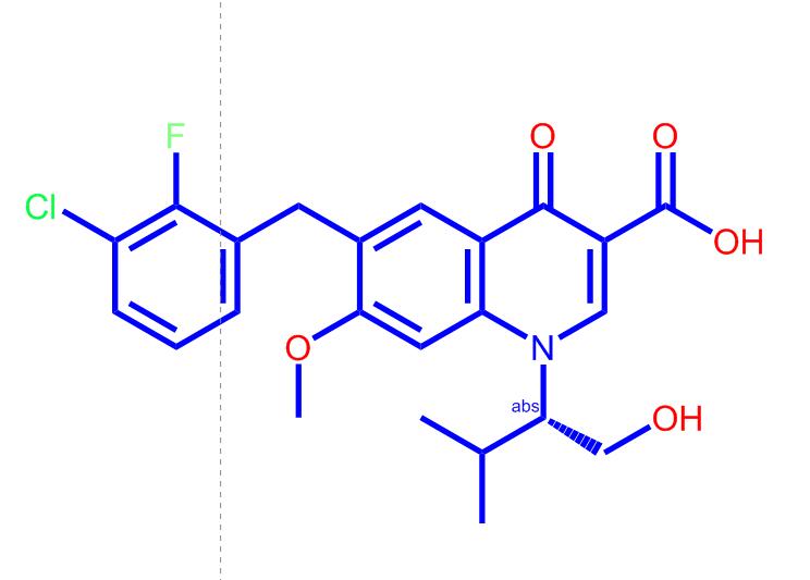 (S)-6-(3-氯-2-氟苄基)-1-(1-羟基-3-甲基丁-2-基)-7-甲氧基-4-氧代-1,4-二氢喹啉-3-羧酸,(S)-6-(3-Chloro-2-fluorobenzyl)-1-(1-hydroxy-3-methylbutan-2-yl)-7-methoxy-4-oxo-1,4-dihydroquinoline-3-carboxylic acid