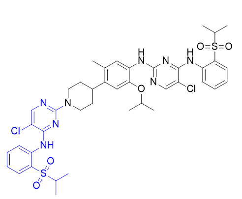 色瑞替尼杂质02,5-chloro-N2-(4-(1-(5-chloro-4-((2-(isopropylsulfonyl)phenyl)amino) pyrimidin-2-yl)piperidin-4-yl)-2-isopropoxy-5-methylphenyl)-N4- (2-(isopropylsulfonyl)phenyl)pyrimidine-2,4-diamine