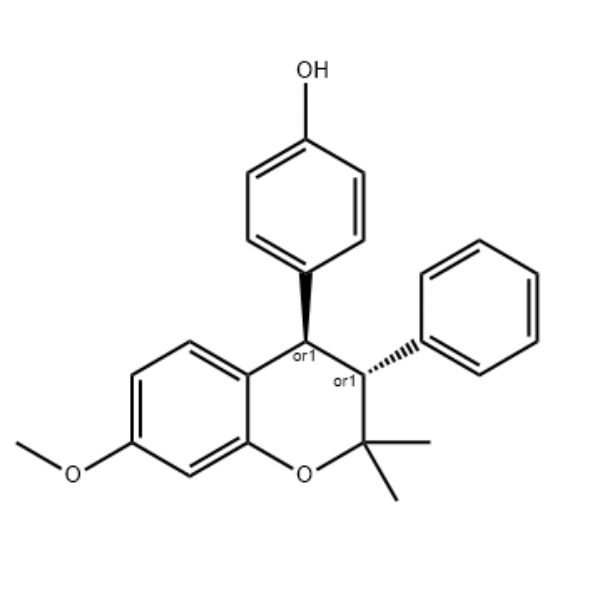 Phenol, 4-[(3R,4R)-3,4-dihydro-7-methoxy-2,2-dimethyl-3-phenyl-2H-1-benzopyran-4-yl]-, rel-,Phenol, 4-[(3R,4R)-3,4-dihydro-7-methoxy-2,2-dimethyl-3-phenyl-2H-1-benzopyran-4-yl]-, rel-