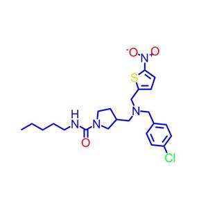 3-[[[(4-氯苯基)甲基][(5-硝基-2-噻吩基)甲基]氨基]甲基]-N-戊基-1-吡咯烷甲酰胺,3-(((4-chlorobenzyl)((5-nitrothiophen-2-yl)methyl)amino)methyl)-N-pentylpyrrolidine-1-carboxamide