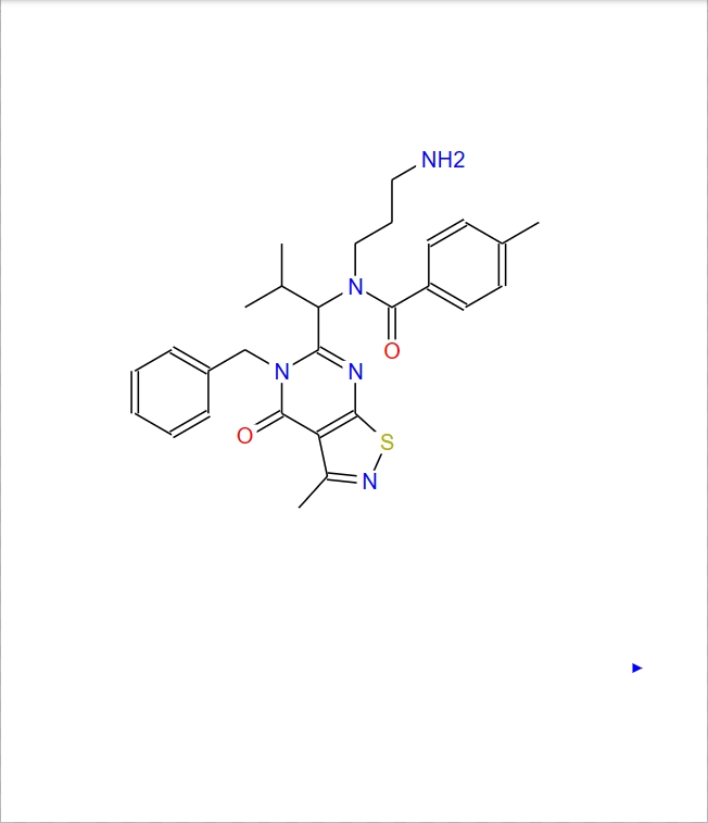 N-（3-氨基丙基）-N-[1-[4,5-二氢-3-甲基-4-氧代-5-（苯基甲基）异噻唑并[5,4-d]嘧啶-6-基]-2-甲基丙基]-4-甲基苯甲酰胺,Benzamide, N-(3-aminopropyl)-N-[1-[4,5-dihydro-3-methyl-4-oxo-5-(phenylmethyl)isothiazolo[5,4-d]pyrimidin-6-yl]-2-methylpropyl]-4-methyl-