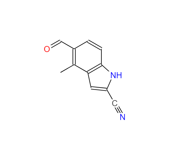 5-醛基-4-甲基吲哚-2-腈,5-formyl-4-methyl-1H-indole-2-carbonitrile