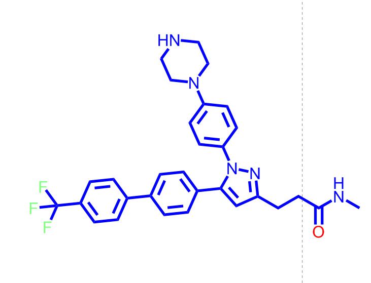 N-甲基-3-(1-(4-(哌嗪-1-基)苯基)-5-(4'-(三氟甲基)-[1,1'-联苯]-4-基)-1H-吡唑- 3-基)丙酰胺,N-methyl-3-(1-(4-(piperazin-1-yl)phenyl)-5-(4-(trifluoromethyl)-[1,1-biphenyl]-4-yl)-1H-pyrazol-3-yl)propanamide