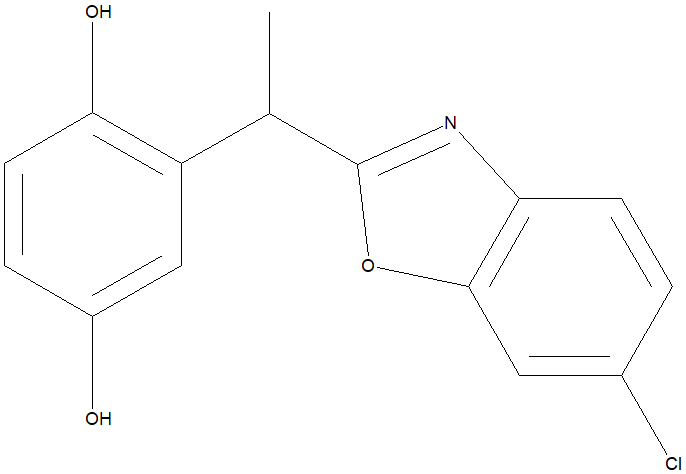 2-(1-(6-chlorobenzo[d]oxazol-2-yl)ethyl)benzene-1,4-diol,2-(1-(6-chlorobenzo[d]oxazol-2-yl)ethyl)benzene-1,4-diol