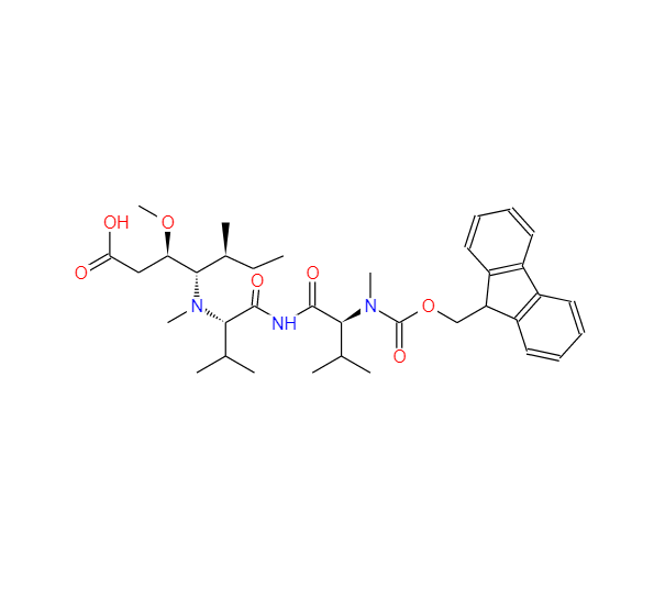 (5S,8S,11S,12R)-11-((S)-仲丁基)-1-(9H-芴-9-基)-5,9-二异丙基-12-甲氧基-4,10-二甲基 3,6,8-三氧代-2-氧杂-4,7,10-三氮杂十四烷-14-酸,Fmoc-3VVD-OH