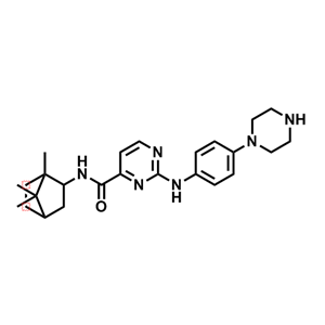 2-((4-(Piperazin-1-yl)phenyl)amino)-N-(1,7,7-trimethylbicyclo[2.2.1]heptan-2-yl)pyrimidine-4-carboxamide