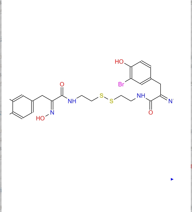 (2e,2'e)-n,n'-(二硫烷二基雙(乙烷-2,1-二基))雙(3-(3-溴-4-羥基苯基)-2-(羥基亞氨基)丙酰胺),(2e,2'e)-n,n'-(disulfanediylbis(ethane-2,1-diyl))bis(3-(3-bromo-4-hydroxyphenyl)-2-(hydroxyimino)propanamide)