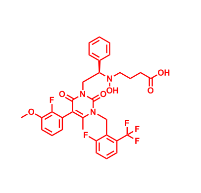 (R)-4-((2-(5-(2-Fluoro-3-methoxyphenyl)-3-(2-fluoro-6-(trifluoromethyl)benzyl)-4-methyl-2,6-dioxo-3,6-dihydropyrimidin-1(2H)-yl)-1-phenylethyl)(hydroxy)amino)butanoic acid