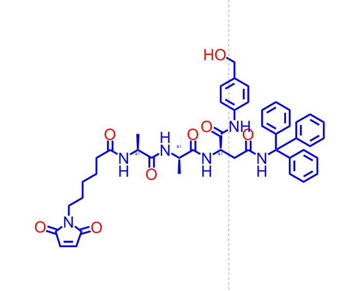 (S)-2-((S)-2-((S)-2-(6-(2,5-二氧代-2,5-二氫-1H-吡咯-1-基)己酰胺基)丙酰氨基)丙酰氨基)-N1-(4-(羥甲基)苯基)-N4-三苯甲基琥珀酰胺,(S)-2-((S)-2-((S)-2-(6-(2,5-Dioxo-2,5-dihydro-1H-pyrrol-1-yl)hexanamido)propanamido)propanamido)-N1-(4-(hydroxymethyl)phenyl)-N4-tritylsuccinamide