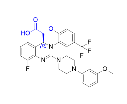 来特莫韦杂质04,(R)-2-(8-fluoro-3-(2-methoxy-5-(trifluoromethyl)phenyl)-2-(4-(3-methoxyphenyl)piperazin-1-yl)-3,4-dihydroquinazolin-4-yl)acetic acid