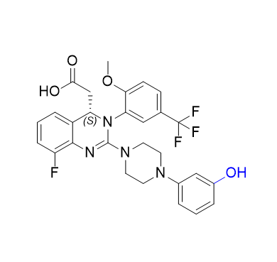 來(lái)特莫韋雜質(zhì)07,(S)-2-(8-fluoro-2-(4-(3-hydroxyphenyl)piperazin-1-yl)-3-(2-methoxy-5-(trifluoromethyl)phenyl)-3,4-dihydroquinazolin-4-yl)acetic acid