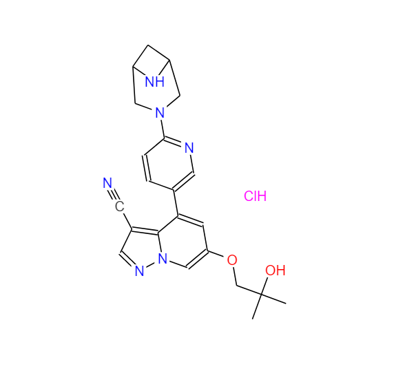 4-(6-(3,6-二氮杂双环[3.1.1]庚-3-基)吡啶-3-基)-6-(2-羟基-2-甲基丙氧基)吡唑并[1,5-A]吡啶-3-三腈二盐酸盐,4-(6-(3,6-Diazabicyclo[3.1.1]heptan-3-yl)pyridin-3-yl)-6-(2-hydroxy-2-methylpropoxy)pyrazolo[1,5-a]pyridine-3-carbonitrile dihydrochloride
