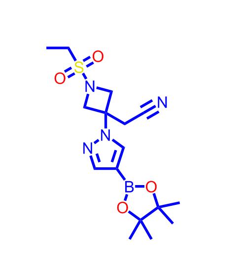 2-[1-(乙磺酰基)-3-[4-(4,4,5,5-四甲基-1,3,2-二氧硼杂环戊烷-2-基)-1H-吡唑-1-基]氮杂环丁烷-3-基]乙腈,2-[1-(Ethanesulfonyl)-3-[4-(4,4,5,5-tetramethyl-1,3,2-dioxaborolan-2-yl)-1H-pyrazol-1-yl]azetidin-3-yl]acetonitrile
