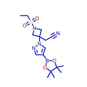 2-[1-(乙磺酰基)-3-[4-(4,4,5,5-四甲基-1,3,2-二氧硼杂环戊烷-2-基)-1H-吡唑-1-基]氮杂环丁烷-3-基]乙腈1919837-50-5