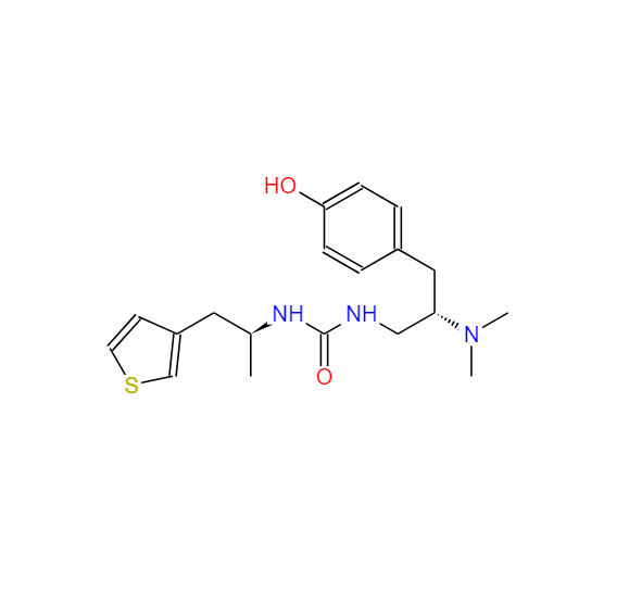 PZM-21,1-((S)-2-(dimethylamino)-3-(4-hydroxyphenyl)propyl)-3-((S)-1-(thiophen-3-yl)propan-2-yl)urea