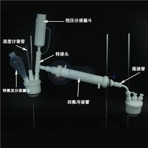 四氟氟化氢冷凝装置PTFE冷凝装置温度计套管四氟反应瓶接收瓶恒压分液漏斗