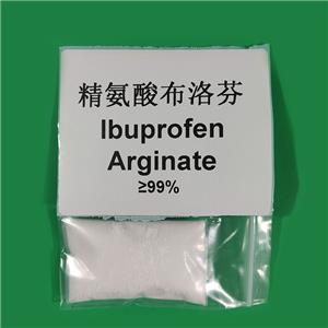 精氨酸布洛芬，布洛芬 52.9~56.85%，L-精氨酸 44.86~46.7%，白色或类白色粉末
