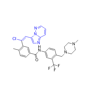 泊那替尼杂质13,(E)-3-(1-chloro-2-(imidazo[1,2-b]pyridazin-3-yl)vinyl)-4-methyl-N-(4-((4-methylpiperazin-1-yl)methyl)-3-(trifluoromethyl)phenyl)benzamide