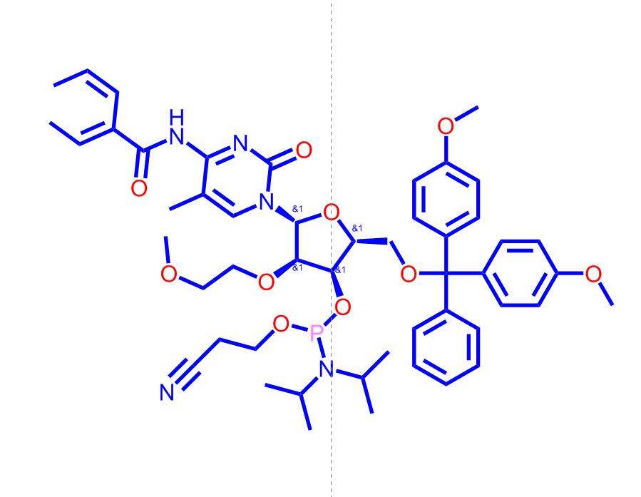 (2R,3R,4R,5R)-5-(4-苯甲酰胺基-5-甲基-2-氧代嘧啶-1(2H)-基)-2-((双(4-甲氧基苯基)(苯基)甲氧基)甲基)-4-(2-甲氧基乙氧基)四氢呋喃-3-基 (2-氰基乙基)二异丙基磷酰胺,2'-O-MOE-5-Me-C(Bz)