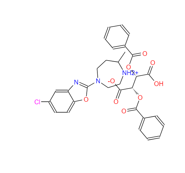 (5R)-4-(5-氯-1,3-苯并恶唑-2-基)-5-甲基-1,4-二氮杂环庚烷-1- (2S,3S)-2,3-二(苯甲酰氧基)丁二酸盐,(R)-4-(5-chlorobenzo[d]oxazol-2-yl)-7-Methyl-1,4-diazepan-1-iuM (2S,3S)-2,3-bis(benzoyloxy)-3-carboxypropanoate