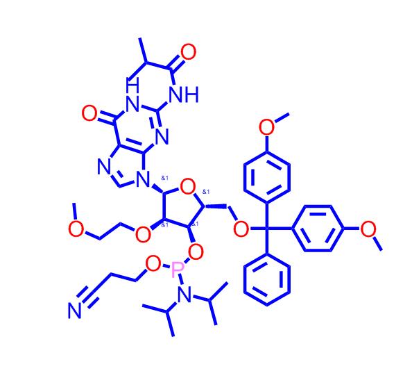(2R,3R,4R,5R)-2-((双(4-甲氧基苯基)(苯基)甲氧基)甲基)-5-(2-异丁酰胺-6-氧代-1,6-二氢-9H-嘌呤-9-基)-4-(2-甲氧基乙氧基)四氢呋喃-3-基(2-氰乙基)二异丙基亚磷酰胺,DMT-2'O-MOE-rG(ib) Phosphoramidite