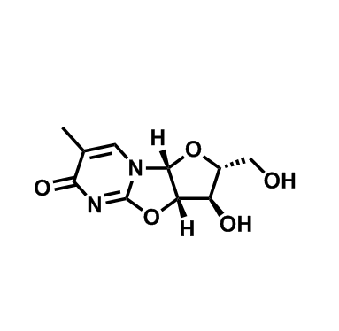 2,2'-脱水-5-甲基尿苷,(2R,3R,3aS,9aR)-3-Hydroxy-2-(hydroxymethyl)-7-methyl-3,3a-dihydro-2H-furo[2',3':4,5]oxazolo[3,2-a]pyrimidin-6(9aH)-one