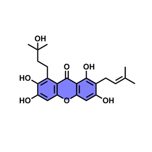 1,3,6,7-四羟基-8-(3-羟基-3-甲基丁基)-2-(3-甲基丁-2-烯-1-基)-9H-氧杂蒽-9-酮,1,3,6,7-Tetrahydroxy-8-(3-hydroxy-3-methylbutyl)-2-(3-methylbut-2-en-1-yl)-9H-xanthen-9-one